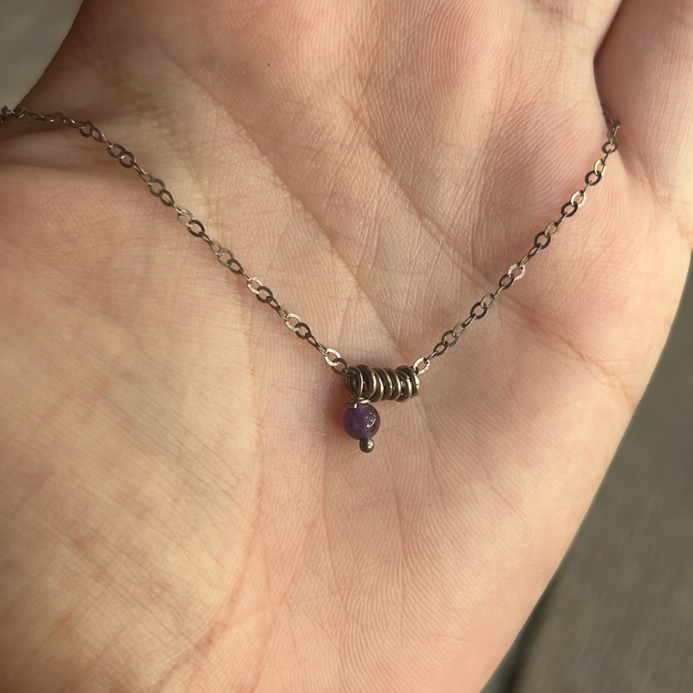 Sterling Silver Minimalist Amethyst Necklace